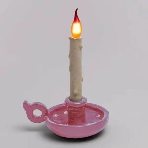 SELETTI Lampe de table déco LED Grimm Bugia bougie rose^ Lampes Décoratives