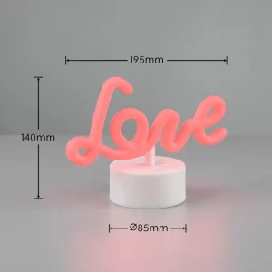 Reality Leuchten Lampe de table LED Amor, blanc, plastique, batterie, USB^ Lampes Décoratives