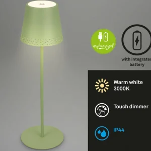 Briloner Lampe de table LED Kiki avec poser rechargeable 3.000K, vert lime^ Lampes Décoratives