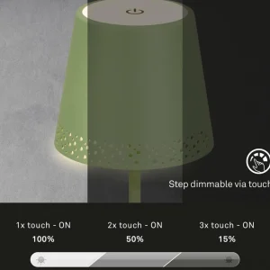 Briloner Lampe de table LED Kiki avec poser rechargeable 3.000K, vert lime^ Lampes Décoratives