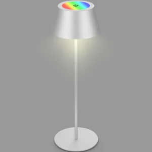 Briloner Lampe de table LED Kiki avec poser rechargeable RGBW, chrome mat^ Lampes Décoratives