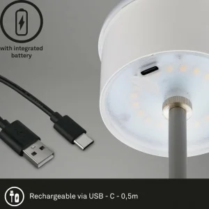Briloner Lampe de table LED Kiki avec poser rechargeable RGBW, chrome mat^ Lampes Décoratives