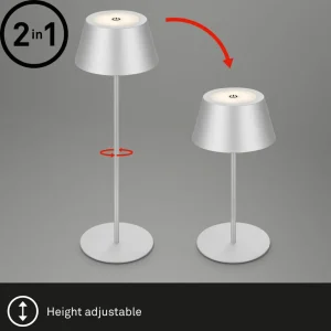 Briloner Lampe de table LED Kiki avec poser rechargeable RGBW, chrome mat^ Lampes Décoratives