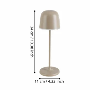 EGLO Lampe de table LED Mannera, batterie, sable^ Lampes Décoratives