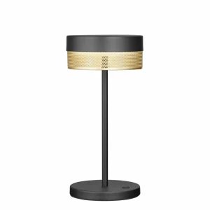 HELL Lampe de table LED Mesh rechargeable, hauteur 30cm noir/or^ Lampes Décoratives