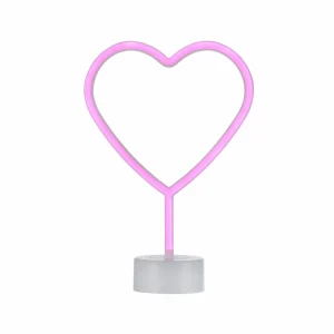 JUST LIGHT. Lampe de table LED Neon Cœur, batterie^ Lampes Décoratives