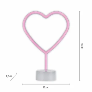 JUST LIGHT. Lampe de table LED Neon Cœur, batterie^ Lampes Décoratives
