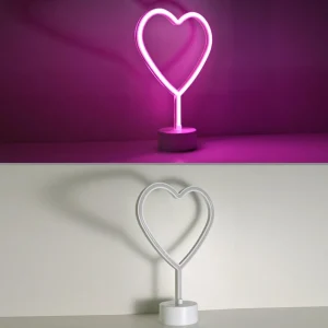 JUST LIGHT. Lampe de table LED Neon Cœur, batterie^ Lampes Décoratives