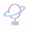 JUST LIGHT. Lampe de table LED Neon Saturn, batterie^ Lampes Décoratives