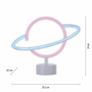 JUST LIGHT. Lampe de table LED Neon Saturn, batterie^ Lampes Décoratives
