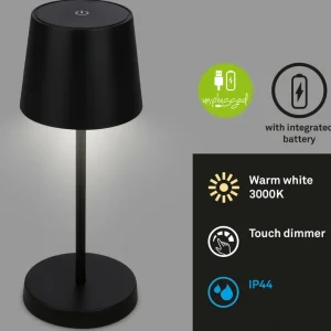 Briloner Lampe de table LED Piha avec batterie, noir^ Lampes Décoratives