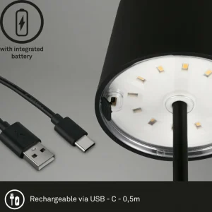 Briloner Lampe de table LED Piha avec batterie, noir^ Lampes Décoratives