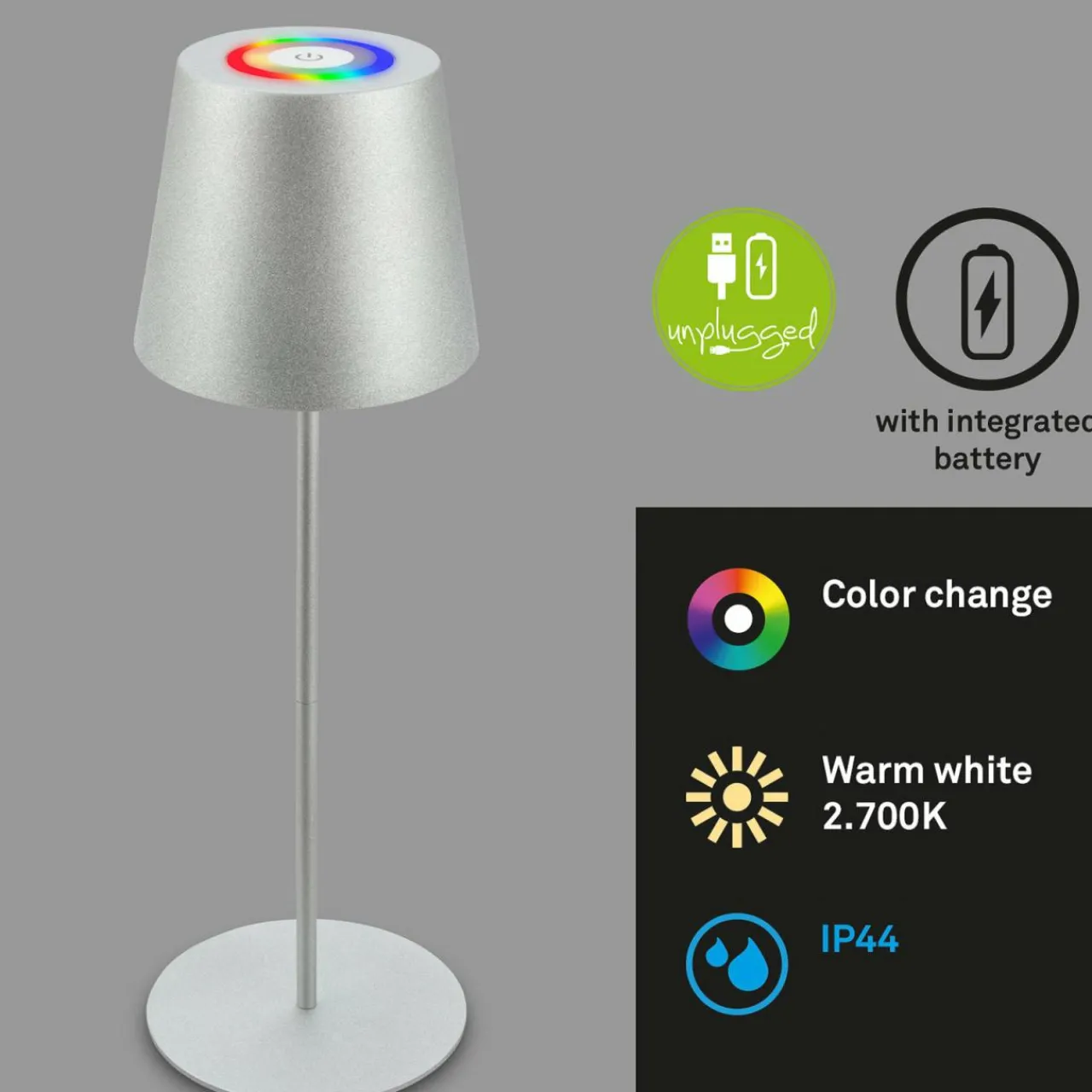 lampe_de_table_led_rechargeable__chrome_mat_rgbw_ip_touchdimmer_0.webp Briloner Lampe de table LED rechargeable 7507015 chrome mat RGBW IP44 Touchdimmer^ Lampes Décoratives