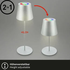 Briloner Lampe de table LED rechargeable 7507015 chrome mat RGBW IP44 Touchdimmer^ Lampes Décoratives