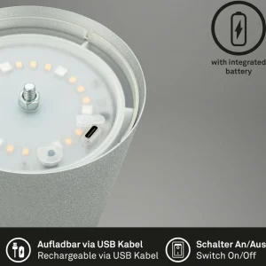 Briloner Lampe de table LED rechargeable 7507015 chrome mat RGBW IP44 Touchdimmer^ Lampes Décoratives