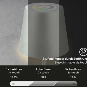 Briloner Lampe de table LED rechargeable 7507015 chrome mat RGBW IP44 Touchdimmer^ Lampes Décoratives