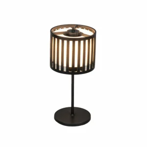 Konstsmide Lampe de table LED rechargeable Bottle, noir, aluminium, IP54, variateur^ Lampes Décoratives