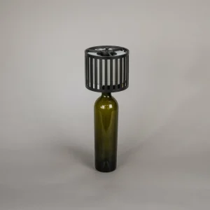 Konstsmide Lampe de table LED rechargeable Bottle, noir, aluminium, IP54, variateur^ Lampes Décoratives