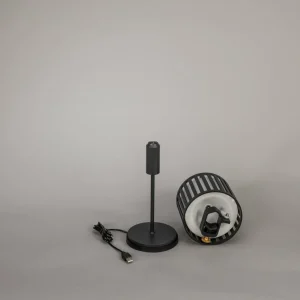 Konstsmide Lampe de table LED rechargeable Bottle, noir, aluminium, IP54, variateur^ Lampes Décoratives