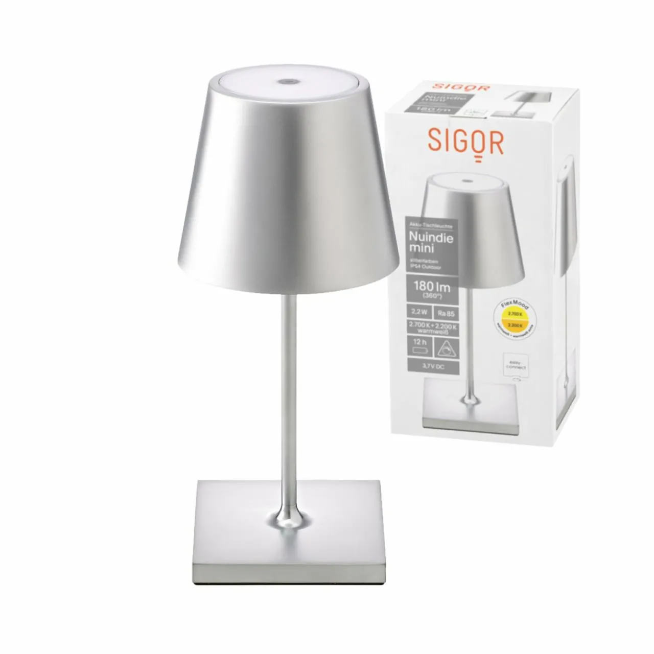 lampe_de_table_led_rechargeable_nuindie_mini_easy_connect_argent_1.webp Sigor Lampe de table LED rechargeable Nuindie mini, Easy Connect, argent,^ Lampes Décoratives