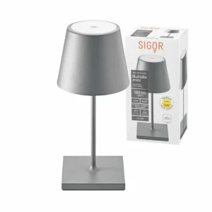 Sigor Lampe de table LED rechargeable Nuindie mini, USB, graphite, IP54, intensité^ Lampes Décoratives