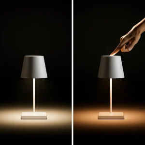 Sigor Lampe de table LED rechargeable Nuindie mini, USB-C, blanc, IP54, intensité^ Lampes Décoratives