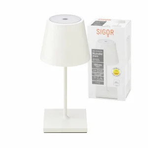 Sigor Lampe de table LED rechargeable Nuindie mini, USB-C, blanc, IP54, intensité^ Lampes Décoratives