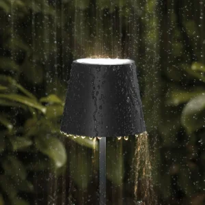 Sigor Lampe de table LED rechargeable Nuindie mini, USB-C, noir, IP54, variateur^ Lampes Décoratives