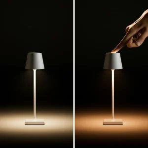 Sigor Lampe de table LED rechargeable Nuindie pocket, graphite, IP54, intensité^ Lampes Décoratives