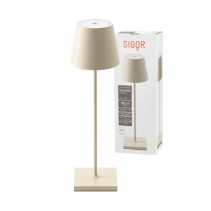 Sigor Lampe de table LED rechargeable Nuindie, USB-C, beige, IP54, intensité^ Lampes Décoratives