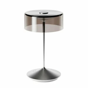 Sigor Lampe de table LED rechargeable Numotion, argent, verre, IP54, intensité^ Lampes Décoratives