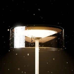 Sigor Lampe de table LED rechargeable Numotion, blanc, verre, IP54, intensité variable^ Lampes Décoratives