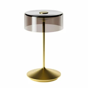 Sigor Lampe de table LED rechargeable Numotion, or, verre, IP54, intensité variable^ Lampes Décoratives