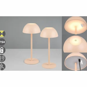 Reality Leuchten Lampe de table LED rechargeable Ricardo, sable, hauteur 30 cm, plastique^ Lampes Décoratives