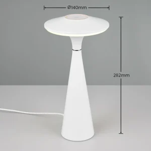 Reality Leuchten Lampe de table LED rechargeable Torrez, blanc, hauteur 28,5 cm, CCT^ Lampes Décoratives