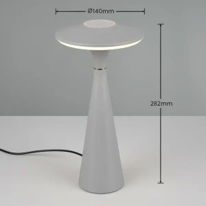 Reality Leuchten Lampe de table LED rechargeable Torrez, gris, hauteur 28,5 cm, CCT^ Lampes Décoratives