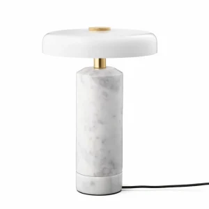 DESIGN BY US Lampe de table LED rechargeable Trip, blanc / blanc, marbre, verre, IP44^ Lampes Décoratives