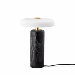 DESIGN BY US Lampe de table LED rechargeable Trip, gris / blanc, marbre, verre, IP44^ Lampes Décoratives