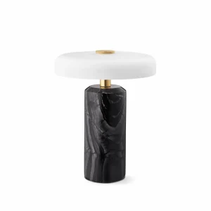 DESIGN BY US Lampe de table LED rechargeable Trip, gris / blanc, marbre, verre, IP44^ Lampes Décoratives