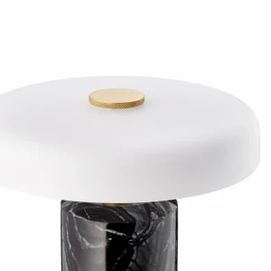 DESIGN BY US Lampe de table LED rechargeable Trip, gris / blanc, marbre, verre, IP44^ Lampes Décoratives