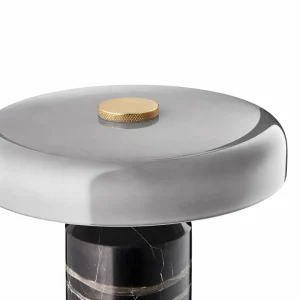 DESIGN BY US Lampe de table LED rechargeable Trip, gris / gris, marbre, verre, IP44^ Lampes Décoratives