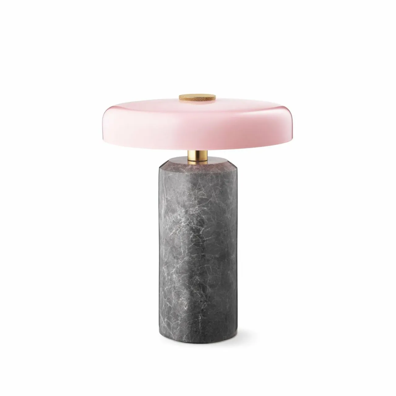 DESIGN BY US Lampe de table LED rechargeable Trip, gris / rose, marbre, verre, IP44^ Lampes Décoratives