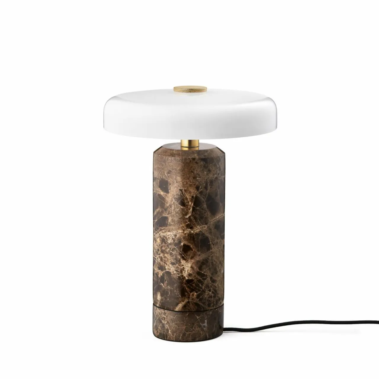 DESIGN BY US Lampe de table LED rechargeable Trip, marron / blanc, marbre, verre, IP44^ Lampes Décoratives