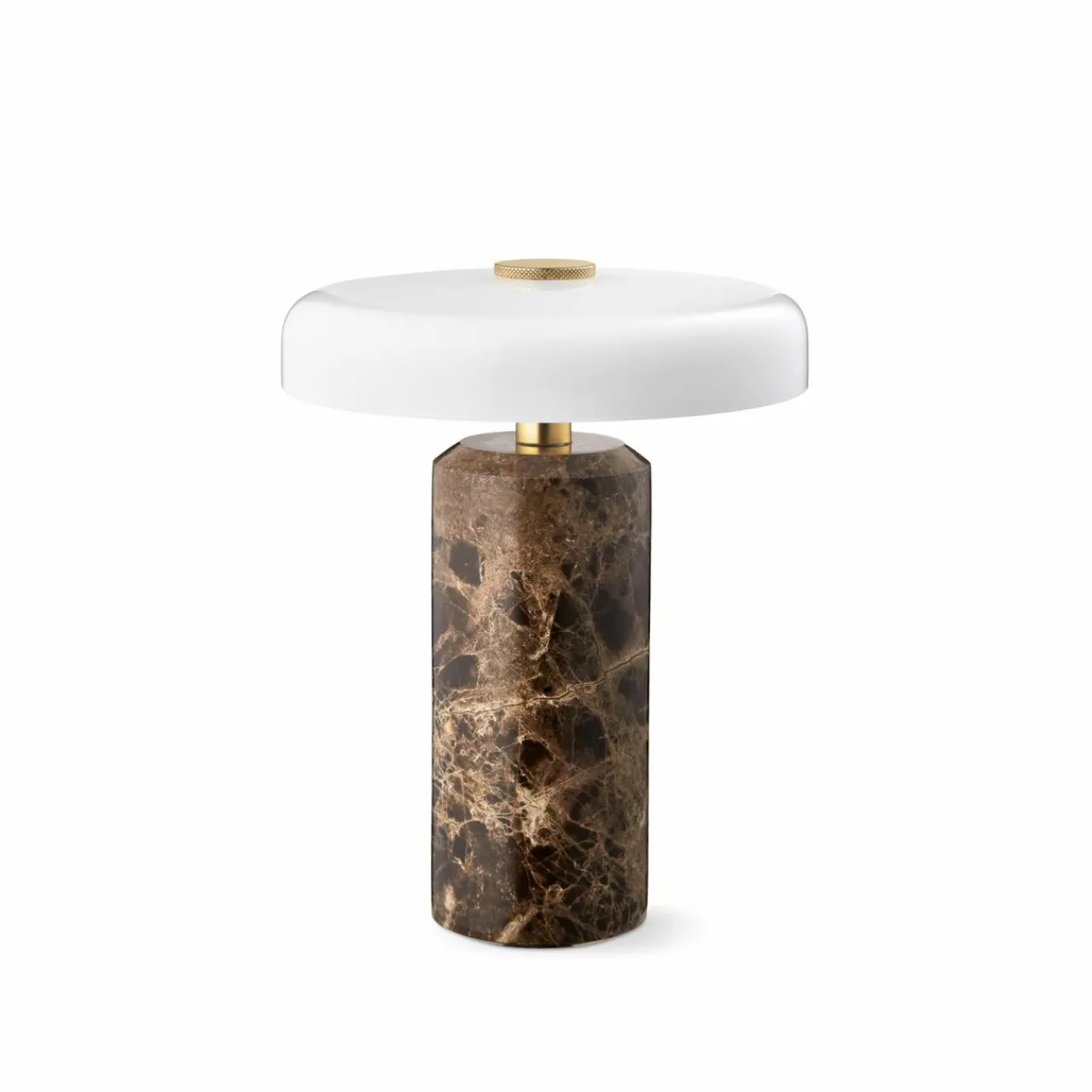 DESIGN BY US Lampe de table LED rechargeable Trip, marron / blanc, marbre, verre, IP44^ Lampes Décoratives