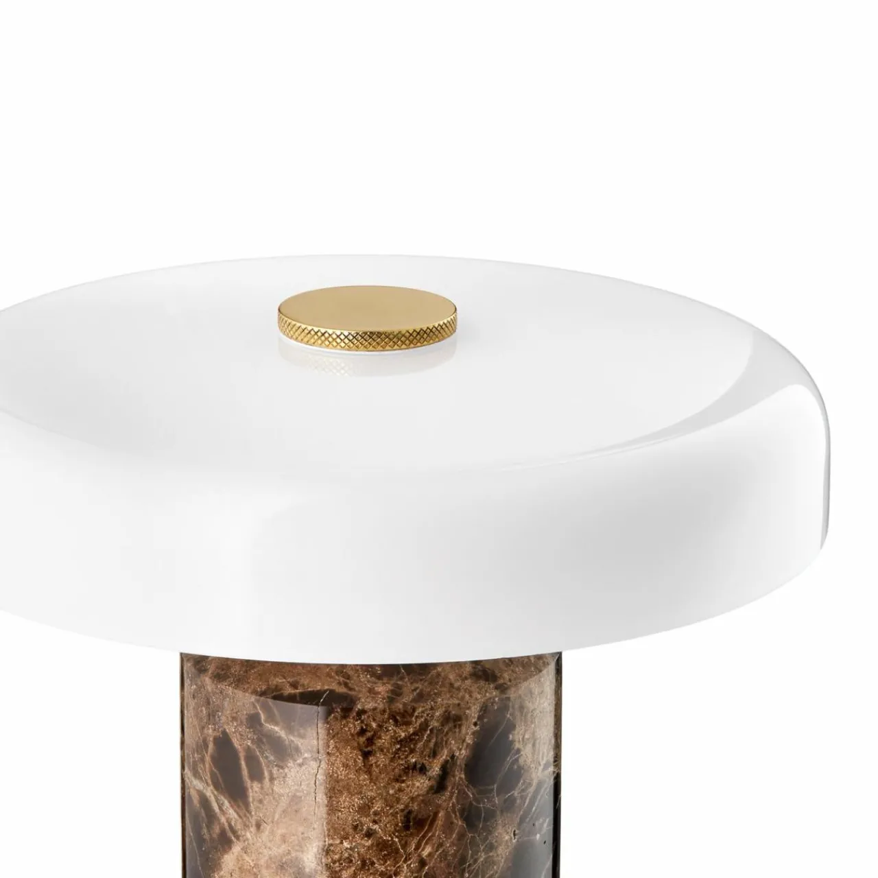DESIGN BY US Lampe de table LED rechargeable Trip, marron / blanc, marbre, verre, IP44^ Lampes Décoratives