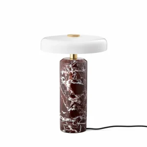 DESIGN BY US Lampe de table LED rechargeable Trip, rouge / blanc, marbre, verre, IP44^ Lampes Décoratives