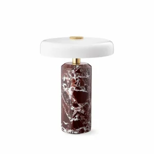 DESIGN BY US Lampe de table LED rechargeable Trip, rouge / blanc, marbre, verre, IP44^ Lampes Décoratives