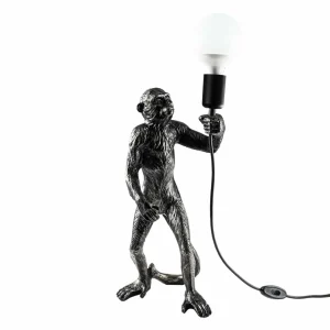 Opviq Lampe de table Singe, noir, polyester, hauteur 46 cm, figure de singe^ Lampes Décoratives