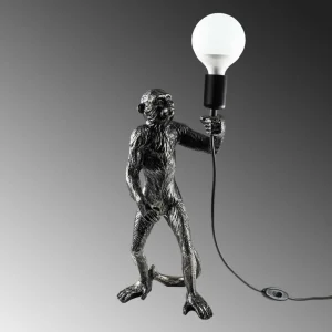 Opviq Lampe de table Singe, noir, polyester, hauteur 46 cm, figure de singe^ Lampes Décoratives