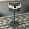 Les Jardins Lampe de table solaire à LED Bateak, noir / gris teck, 2.700 K^ Lampes Décoratives